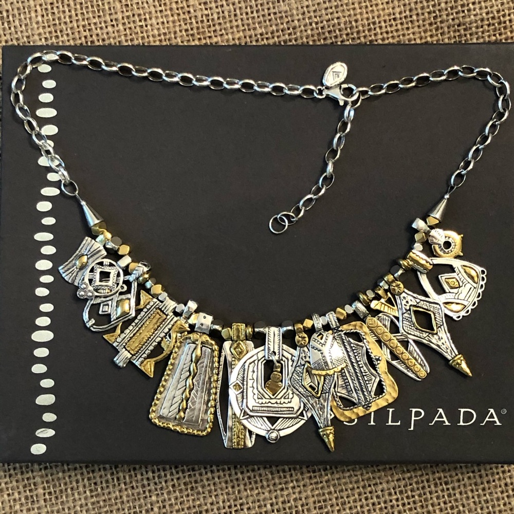 Silpada Statement Charm Sterling Silver .925 Brass Two Tone Necklace